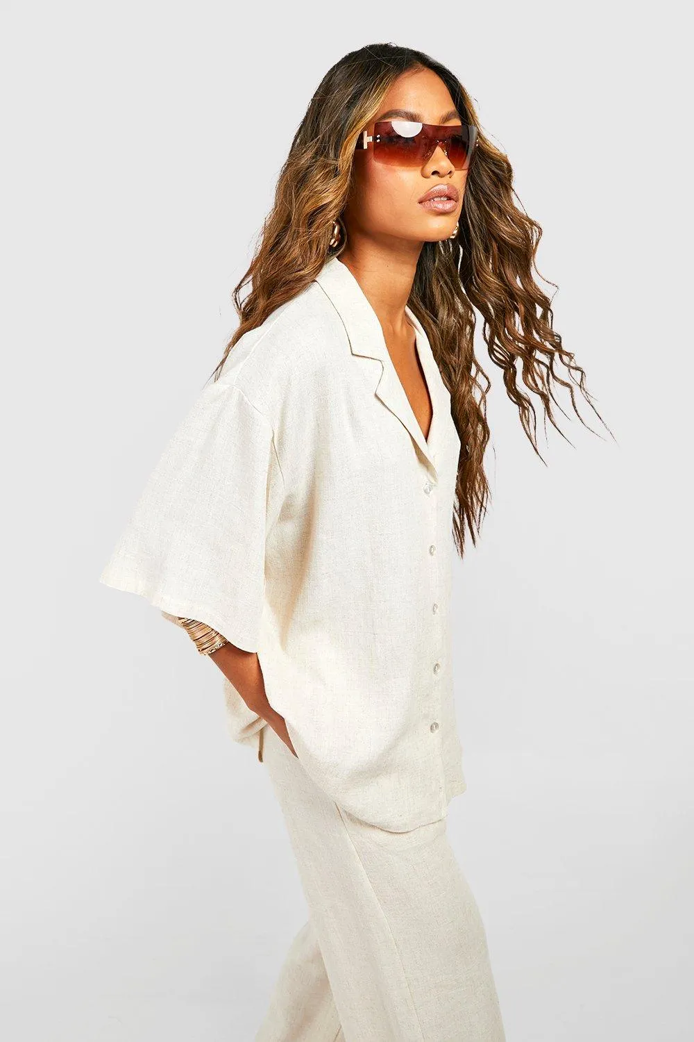 Chemise en lin à manches courtes
